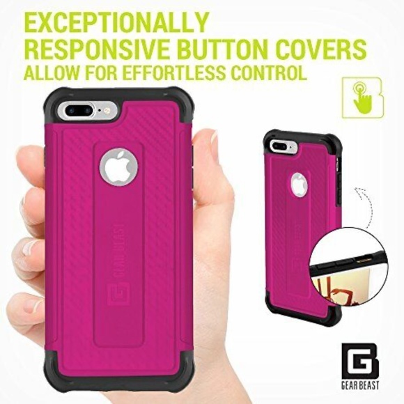 NEW Gear Beast iPhone 7/8 Plus Case Slim Military-Grade Protection Black & Pink - Picture 3 of 8